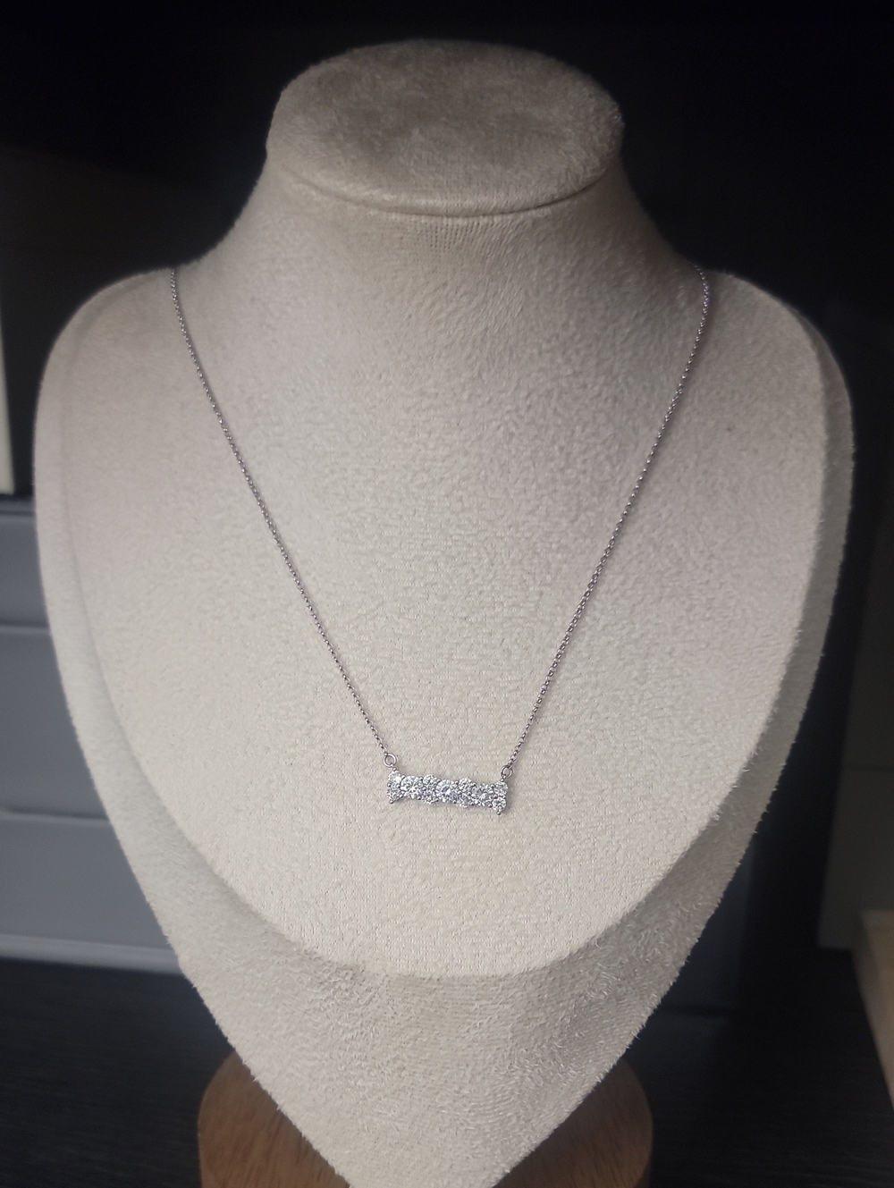 Bomb Party Horizontal Crystal Cluster Bar Necklace Silver Tone